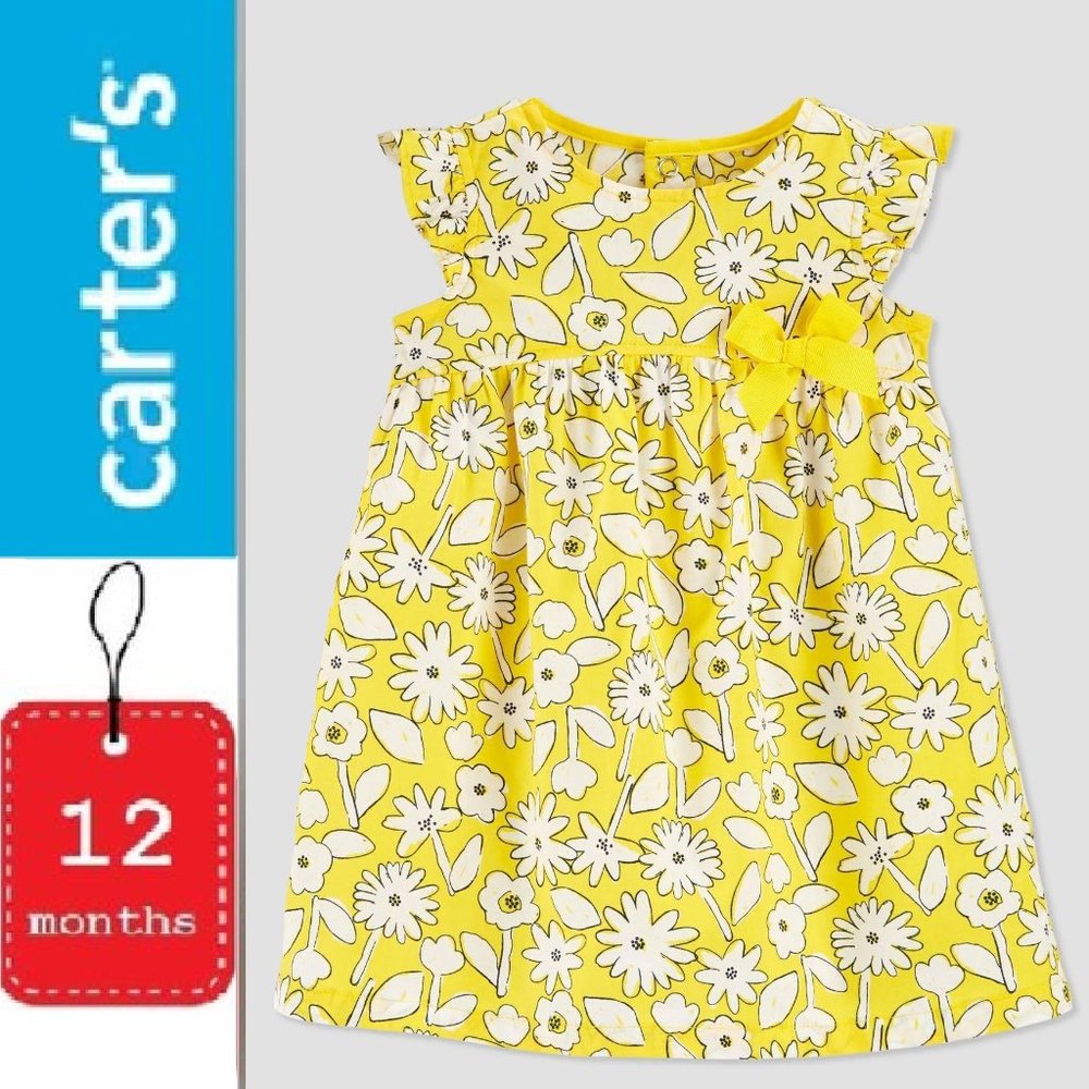 🎁 10/$25 Yellow floral dress, 12 months, Carter's